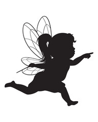 Silhouette of a Fairy with Wings