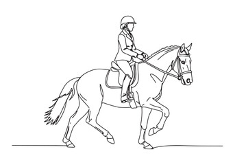 Fototapeta premium Elegant equestrian artistry, A minimalist dressage horse and rid