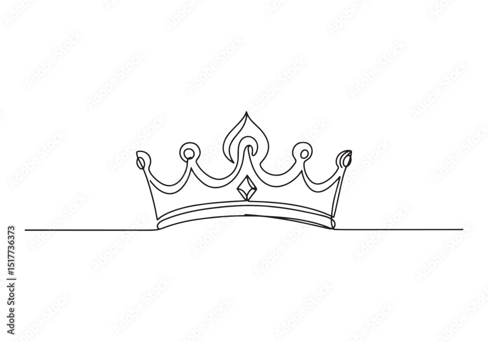 Fototapete elegant crown of judgment rendered in a single continuous line a