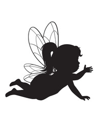 Silhouette of a Fairy with Wings
