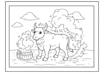Golden Calf in a Coloring Book Page for Religious Education and