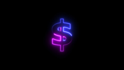 Abstract neon Dollar icon conceptual business illustration background.	