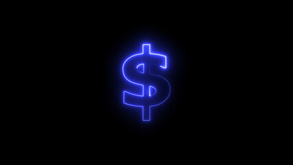 Neon Dollar icon illustration background. Glowing dollar sign background