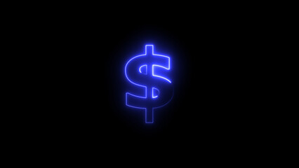 Neon Dollar icon illustration background. Glowing dollar sign background