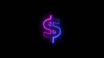 Abstract neon Dollar icon conceptual business illustration background.	