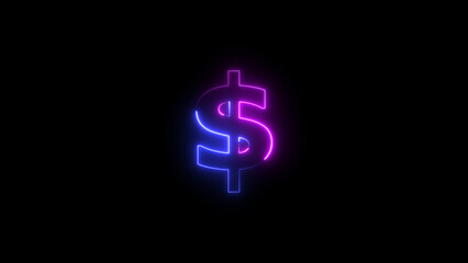 Neon Dollar icon illustration background. Glowing dollar sign background