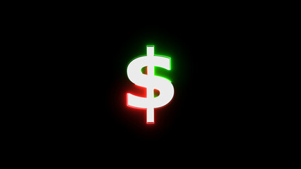 Neon Dollar icon illustration background. Glowing dollar sign background