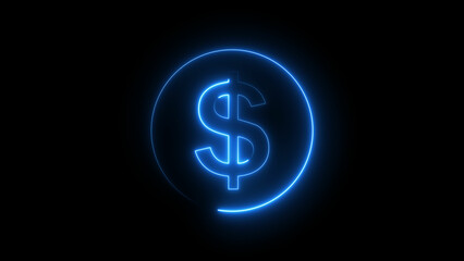 Abstract neon Dollar icon conceptual business illustration background.	