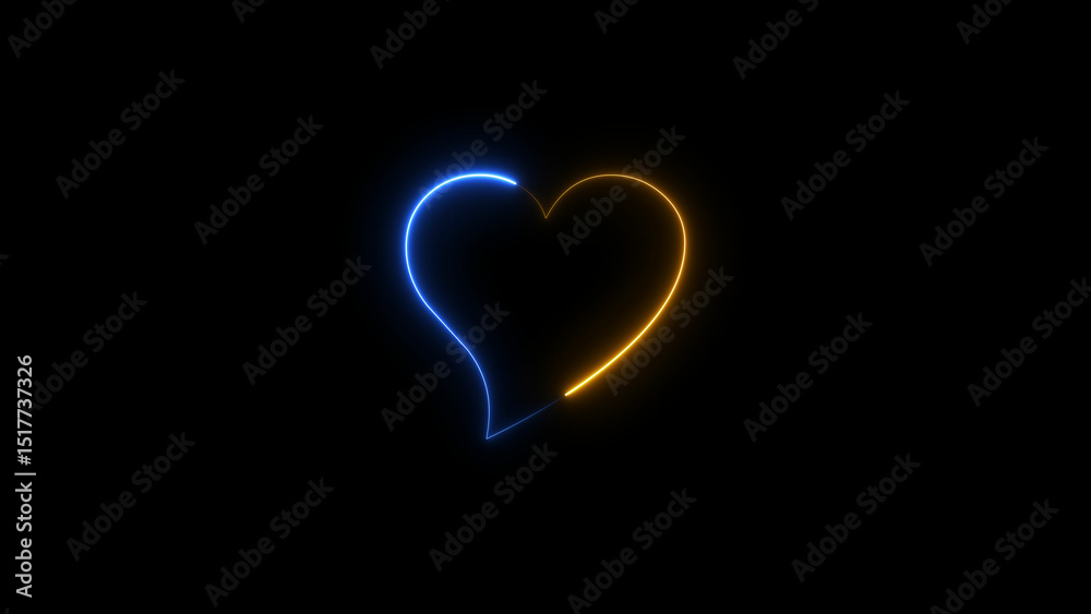 Poster abstract glowing neon heart frame loading icon concept background illustration.