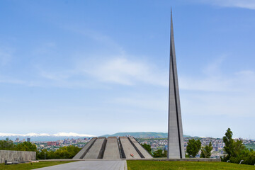 Armenian genocide memorial complex in Yerevan, Armenia. The Armenian Genocide Memorial and Museum, Tsitsernakaberd. Beautiful architecture