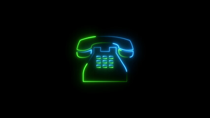 bright neon light incoming call icon concept background illustration.	