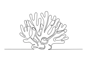 Elegant coral formation in continuous line art, minimalist style