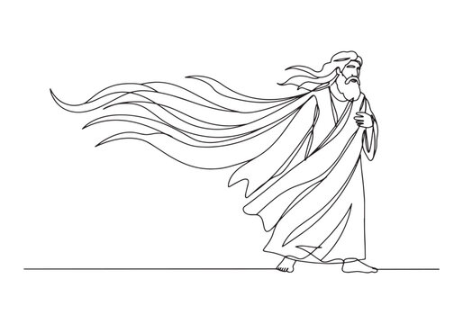 Prophet Joel in Continuous Line Art, A Minimalist Black and Whit