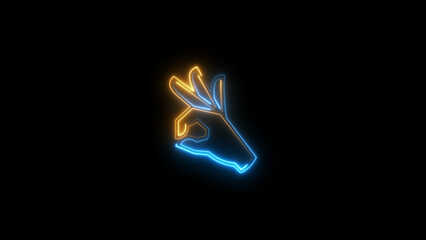 Hand showing finger icon isolated on dark background. Hand gesture wonderful sign concept illustration.	