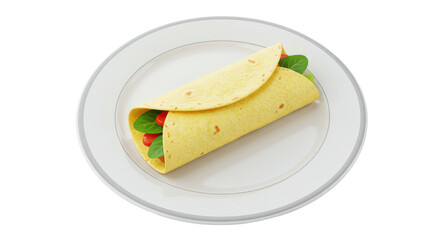 Isolated Wrap with vegetables on a plate