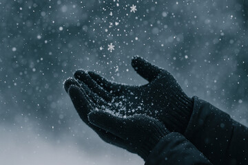 Hand in snow, gripping a pine cone tightly.