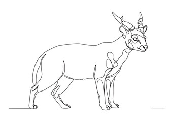 Obraz premium Elegant saola portrait in continuous line drawing style, minimal