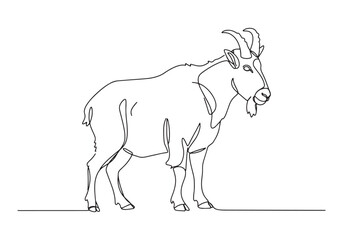 Fototapeta premium Elegant alpine goat created with continuous oneline drawing styl