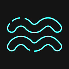 Icon aquarius. Zodiac horoscope elements. Icon in neon style.