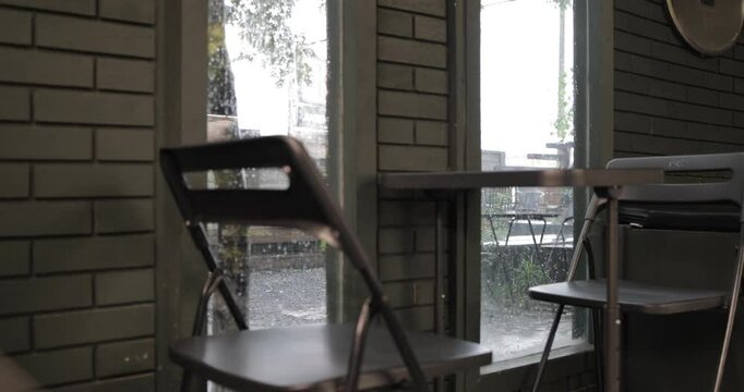 Raindrops on the window. 