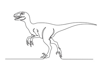 Obraz premium Elegant Velociraptor Illustration, Single Continuous Line Black