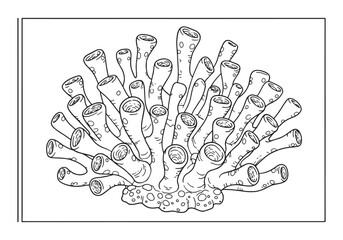 Naklejka premium Detailed Abyssal Coral Illustration for Coloring Book Enthusiast