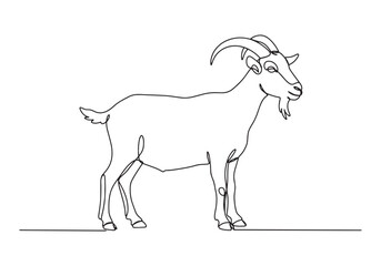 Elegant goat illustration in a minimalist continuous line style