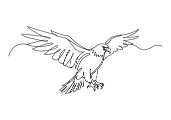 Obraz premium Eagle Soaring in Continuous Line Art, A Minimalist Wildlife Illu