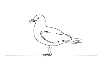 Obraz premium Elegant seagull portrait in continuous line art illustration