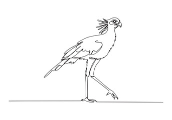 Elegant Secretary Bird Illustration in Continuous Line Art Style