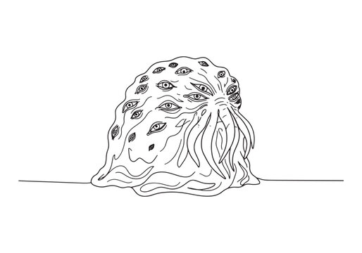 Monstrous Shoggoth, A horrifying blob with staring eyes in conti