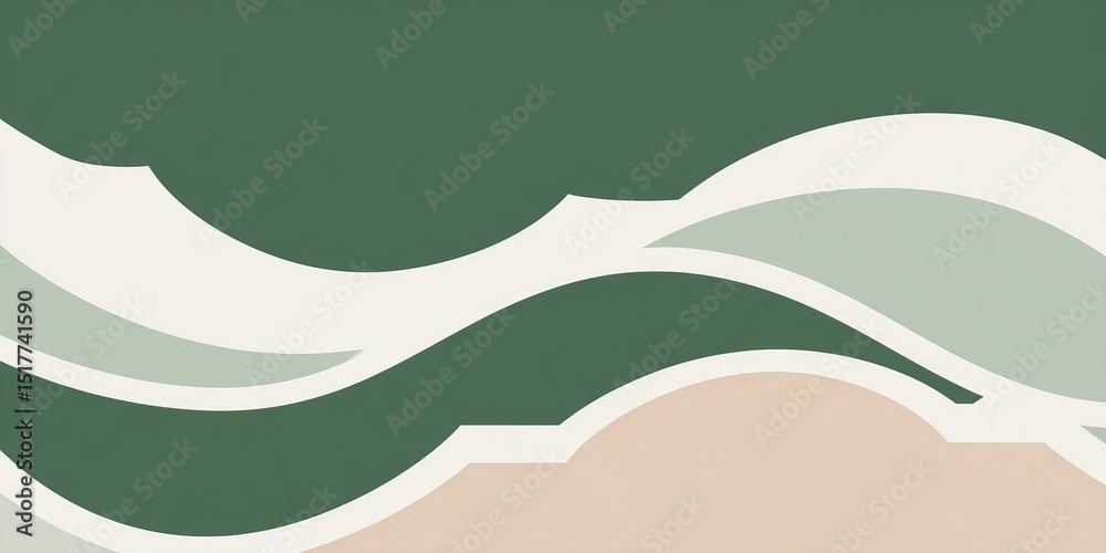 Poster abstract waves and flowing shapes create a serene and harmonious space with soft colors and gentle c