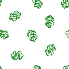 Dollar Doodle seamless pattern background. US dollar pattern background. Seamless pattern of the symbols of dollar currency background. Dollar sign pattern background. 