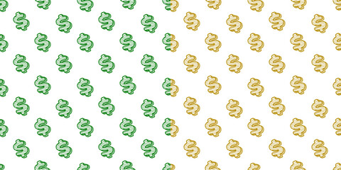 Dollar Doodle seamless pattern background. US dollar pattern background. Seamless pattern of the symbols of dollar currency background. Dollar sign pattern background. 