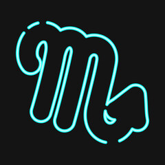 Icon scorpio. Zodiac horoscope elements. Icon in neon style.