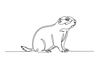 Obraz premium Elegant Continuous Line Drawing of a Prairie Dog in Black and Wh