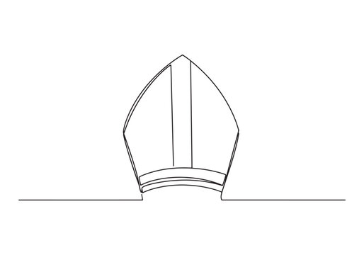 Elegant Bishop's Mitre Depicted in a Minimalist Continuous Line