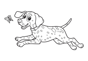 Fototapeta premium Whimsical German Shorthaired Pointer Ready to Play, A Coloring B