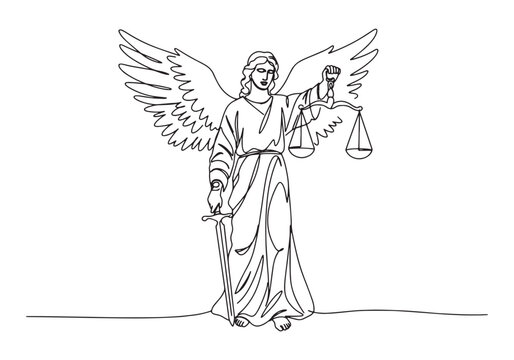 Raguel the Archangel of Justice, A Minimalist Continuous Line Dr