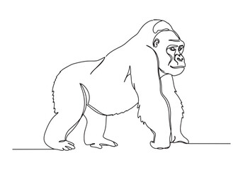 Elegant Gorilla Portrait Crafted with a Continuous Single Line D