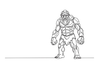 Fototapeta premium Continuous Line Drawing Illustration of Goliath Mountain Mythica