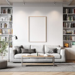Modern living room with empty frame (8)