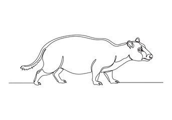 Obraz premium Euparkeria animal in continuous line art illustration - monochro