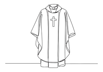 Elegant continuous line drawing of a priest's chasuble vestment