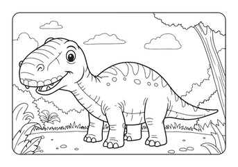 Obraz premium Mastodonsaurus coloring page illustration, black and white drawi