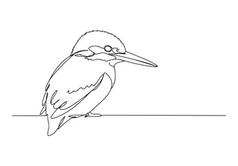 Obraz premium Elegant Kingfisher Portrait, A Minimalist Continuous Line Illust