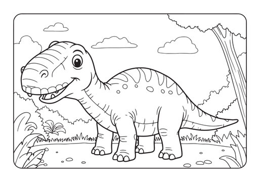 Mastodonsaurus coloring page illustration, black and white drawi