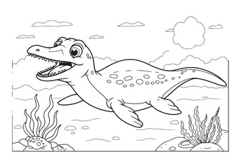 Obraz premium Detailed Temnodontosaurus Coloring Page for Kids Educational Fun