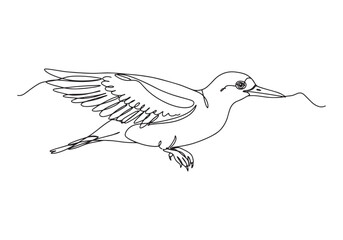 Obraz premium Elegant Hesperornis Illustration, Continuous Line Art in Black a