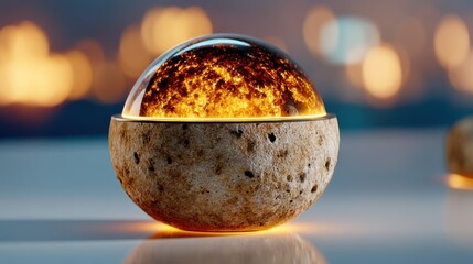 Fungal computing design. Modern decorative lamp with a glowing orb design.